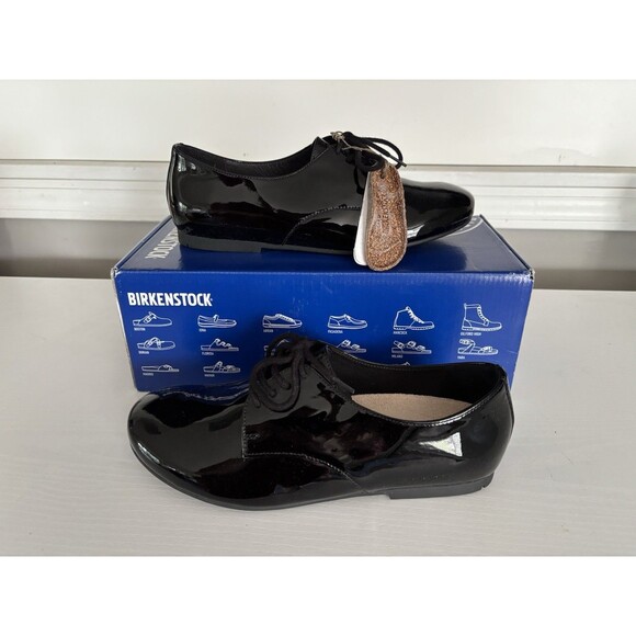 Birkenstock Saunders Natural Leather Lace Up Shoe Black Size 37/L6 M4 US Narrow - Picture 1 of 6